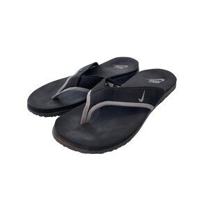 Nike Celso Flip Flops Mens Size 9 Black With Geometric Lining Comfortable Casual